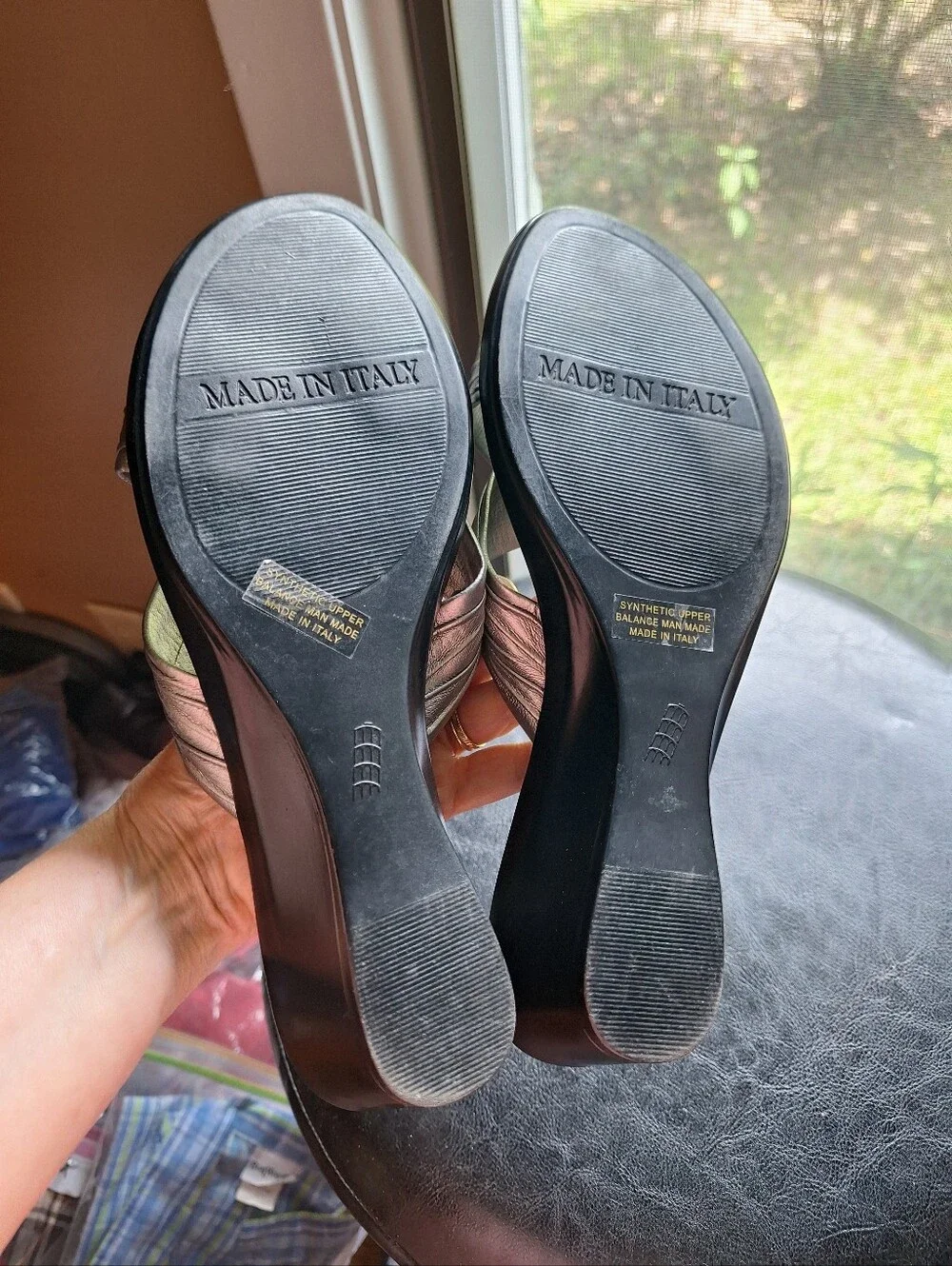 Italian Shoemakers Silver Metallic Slide Sandals